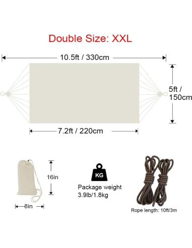 Hamaca Doble GOCAN 330x150cm Carga 226kg Beige