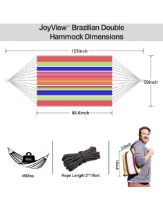 Hamaca Doble JoyView Extra Grande 220x150 cm Rayas Color 2
