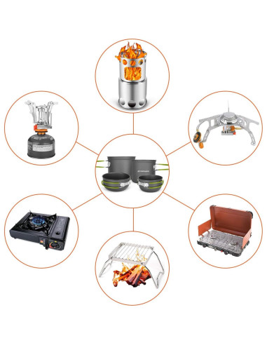 Kit de Cocina para Camping Odoland 16 Piezas Ligero