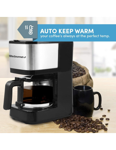 Cafetera Automática Elite Gourmet EHC9420 5 Tazas Acero Inoxidable Cafetera Automática Elite Gourmet EHC9420 5 Tazas Acero Inoxidable