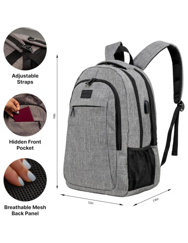 Mochila para Laptop Carrywell Magellan Gris 40L Antirrobo