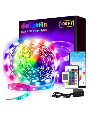 Tiras de LED 30.48m dalattin RGB Bluetooth con Control Remoto