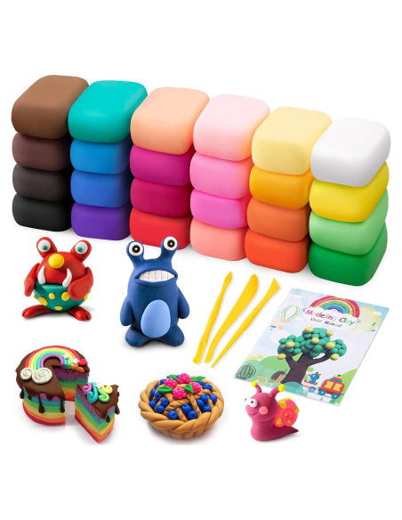 Kit de Arcilla de Secado al Aire Exptolii 24 Colores y 3 Herramientas Kit de Arcilla de Secado al Aire Exptolii 24 Colores y 3 Herramientas