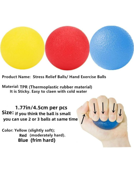 3 Pelotas de Estrés FMELAH con 3 Resistencias para Mano 3 Pelotas de Estrés FMELAH con 3 Resistencias para Mano