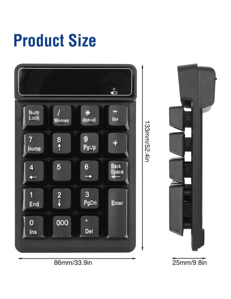 Teclado Numérico Bluetooth RaceGT 19 Teclas Inalámbrico Teclado Numérico Bluetooth RaceGT 19 Teclas Inalámbrico