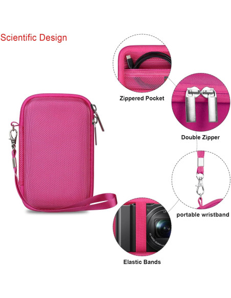 Funda de transporte Elonbo para cámara Sony ZV-1F - Frambuesa Funda de transporte Elonbo para cámara Sony ZV-1F - Frambuesa