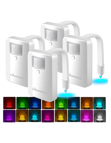 Luz Nocturna para Inodoro Chunace 4 Pack LED Multicolor Luz Nocturna para Inodoro Chunace 4 Pack LED Multicolor