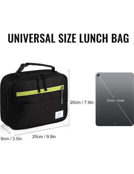 Bolsa de Almuerzo Genteen Aislada 5L Negra para Niños Bolsa de Almuerzo Genteen Aislada 5L Negra para Niños