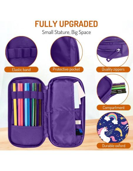 Estuche de Lápices Fitvc para Niñas, Bolsa Arcoíris 2 Compartimentos Estuche de Lápices Fitvc para Niñas, Bolsa Arcoíris 2 Compartimentos