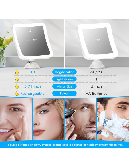 Espejo de Maquillaje Glimmerx 10X Iluminado 360 Recargable Espejo de Maquillaje Glimmerx 10X Iluminado 360 Recargable