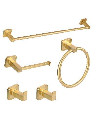 Juego de Accesorios de Baño Ntipox 5 Piezas Oro Cepillado