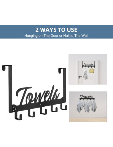 Ganchos Sobre Puerta Azmoncy 5 Ganchos Negro Alta Resistencia