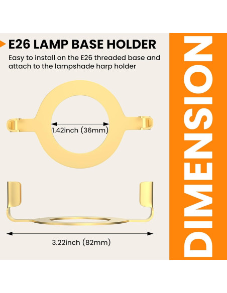 Soporte de Pantalla de Lámpara E26 MARRTEUM Dorado 36 mm 2pcs Soporte de Pantalla de Lámpara E26 MARRTEUM Dorado 36 mm 2pcs
