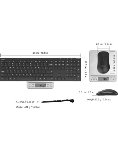 Combo Teclado y Ratón Inalámbrico Arteck HW192/MW162