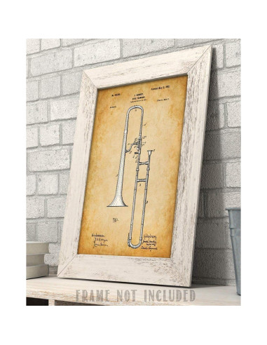 Impresión Trombón - Sin Enmarcar 27,9x35,6 cm - Decoración Musical