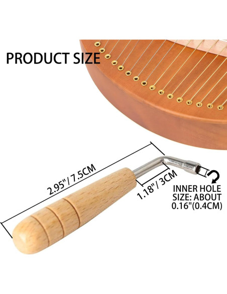 Llave de Afinación Hordion para Piano y Arpa - Acero y Madera Llave de Afinación Hordion para Piano y Arpa - Acero y Madera