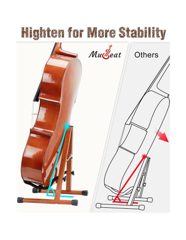 Soporte para Cello Musbeat de Caoba Ajustable 1/8 a 4/4