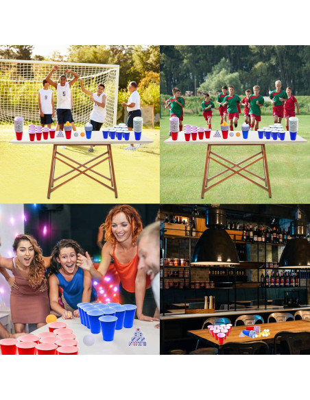 GOLDGE 60 Vasos Plástico Reutilizables 480 ml + Pelotas Ping Pong GOLDGE 60 Vasos Plástico Reutilizables 480 ml + Pelotas Ping Pong