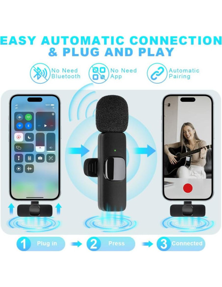Micrófono Lavalier Inalámbrico ESONLITOR para iPhone y iPad Micrófono Lavalier Inalámbrico ESONLITOR para iPhone y iPad