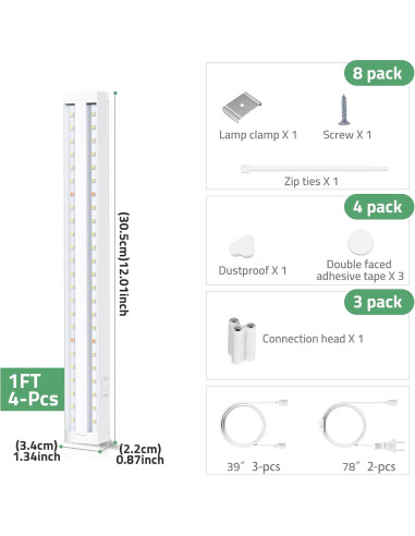 Luz de Crecimiento LED FOXGARDEN 32W Espectro Completo 4 Pzas