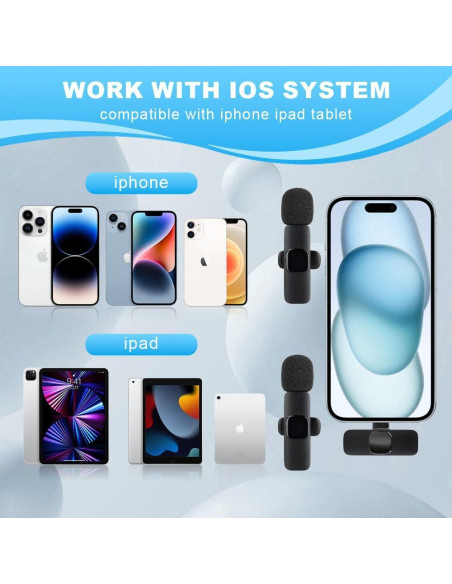 Micrófono Lavalier Inalámbrico ESONLITOR para iPhone y iPad Micrófono Lavalier Inalámbrico ESONLITOR para iPhone y iPad