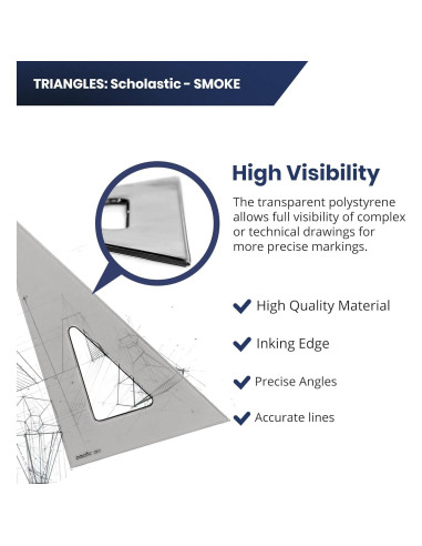 Triángulo Escolar Pacific Arc 10cm Humo 30/60 Poliestireno