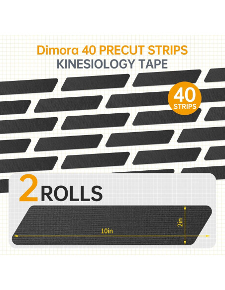 Cinta de Kinesiología Dimora 40 Tiras Pre-cortadas 25,4 cm Cinta de Kinesiología Dimora 40 Tiras Pre-cortadas 25,4 cm