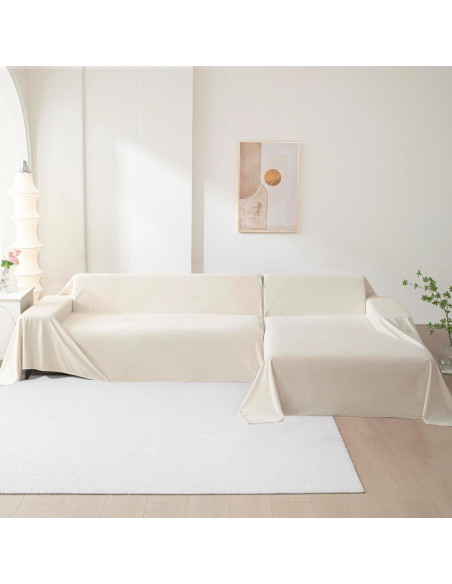 Funda de Sofá MEETSKY 3 Cojines Antideslizante 230x340 cm Blanco Funda de Sofá MEETSKY 3 Cojines Antideslizante 230x340 cm Blanco