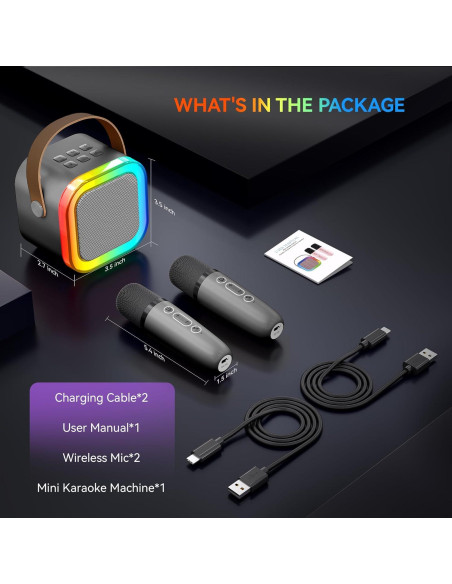Máquina de Karaoke Peski K-51 Mini Bluetooth 2 Micrófonos Máquina de Karaoke Peski K-51 Mini Bluetooth 2 Micrófonos