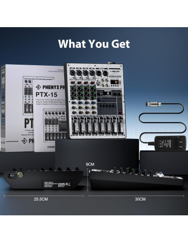 Mezclador de Audio Phenyx Pro PTX-15, 4 Canales, USB