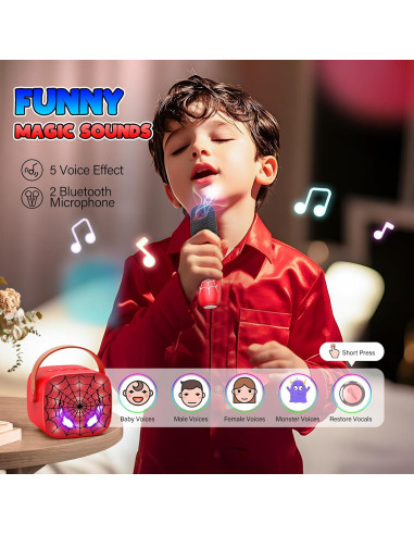 Mini Máquina de Karaoke Inalámbrica Bluetooth LED Rojo