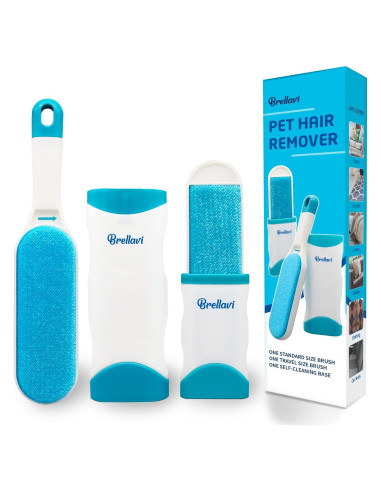 Removedor de Pelo de Mascota Brellavi - Cepillo Autolimpiante Azul