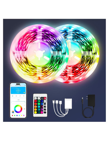 Luces de Tira LED Bluetooth PHOPOLLO 30.48m RGB Control App