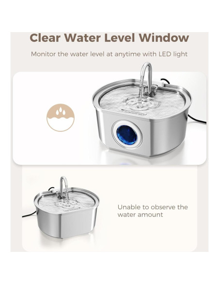 Fuente de Agua para Gatos Neareal 3.2L Acero Inoxidable Fuente de Agua para Gatos Neareal 3.2L Acero Inoxidable