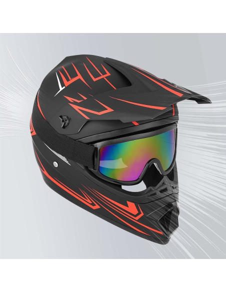 Casco de Motocross Yesmotor 225 Rojo M con Gafas y Guantes Casco de Motocross Yesmotor 225 Rojo M con Gafas y Guantes