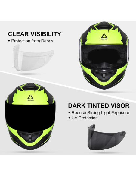 Casco de Motocicleta TRIANGLE TFF15 Doble Visera Amarillo Casco de Motocicleta TRIANGLE TFF15 Doble Visera Amarillo