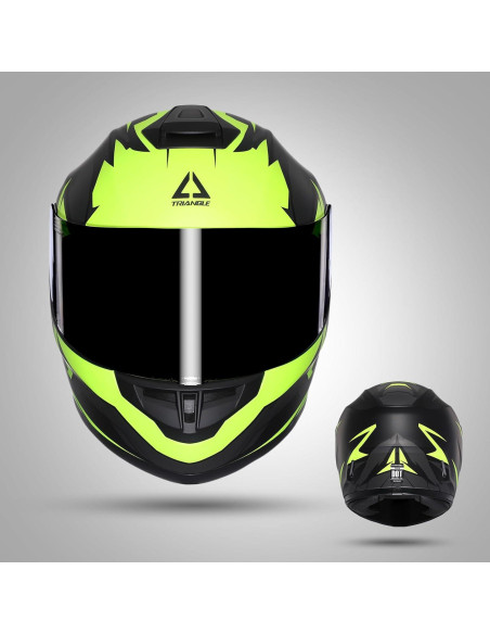 Casco de Motocicleta TRIANGLE TFF15 Doble Visera Amarillo Casco de Motocicleta TRIANGLE TFF15 Doble Visera Amarillo
