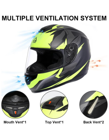 Casco de Motocicleta TRIANGLE TFF15 Doble Visera Amarillo