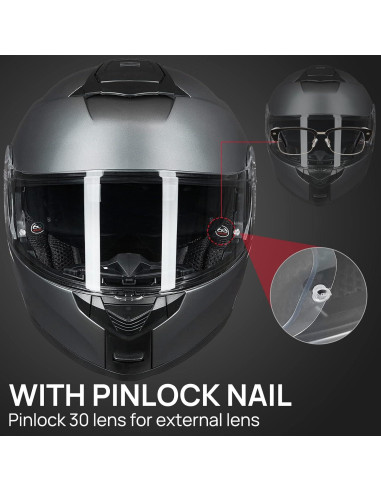 ILM Casco Modular Motocicleta Modelo 159 Gris Grande