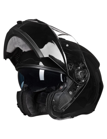 Casco Modular ILM 159 para Motocicleta Brillo Negro Casco Modular ILM 159 para Motocicleta Brillo Negro