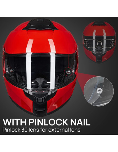 Casco Modular ILM 159 Rojo Grande Doble Visera DOT