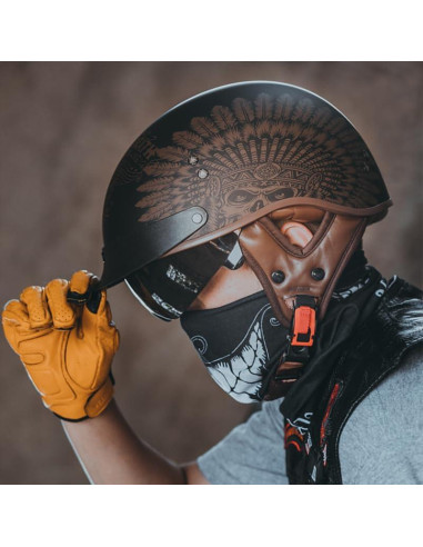 Casco de motocicleta VCOROS F-07 con visera solar y hebilla