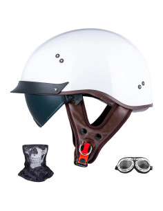Casco de motocicleta JQF Gear MM107 Retro XL Blanco