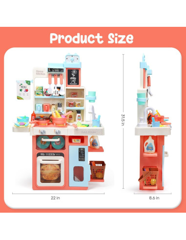 Juego de Cocina Interactivo HOLYFUN Rosa con Luz y Sonido
