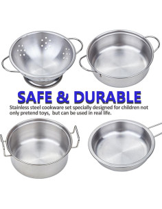 Juego de Cocina de Juguete Acero Inoxidable 13 Piezas 2