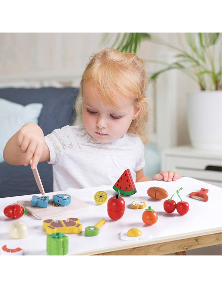 Juego de Comida de Madera iPlay iLearn 32 Pcs Educativo Juego de Comida de Madera iPlay iLearn 32 Pcs Educativo