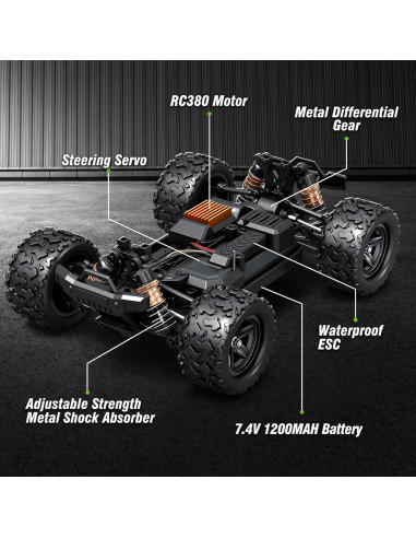 Coche RC Todo Terreno 4WD HS18305 Verde y Púrpura