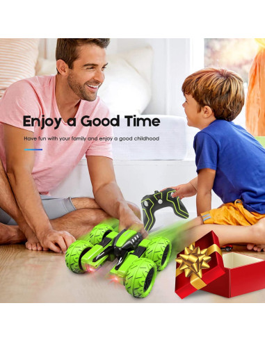 Coche RC Acrobático Amicool 4WD Verde para Niños 3-12 Años
