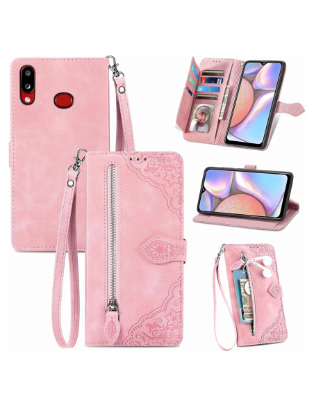Funda de cuero rosa para Samsung Galaxy A10s con soporte Funda de cuero rosa para Samsung Galaxy A10s con soporte
