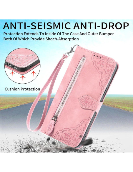 Funda de cuero rosa para Samsung Galaxy A10s con soporte Funda de cuero rosa para Samsung Galaxy A10s con soporte